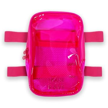 Imagem de Bolsa de coxa transparente – bolsa de carnaval com bolsos internos e zíper duplo – bolsa feminina rave – bolsa com suporte para celular, rosa, One Size