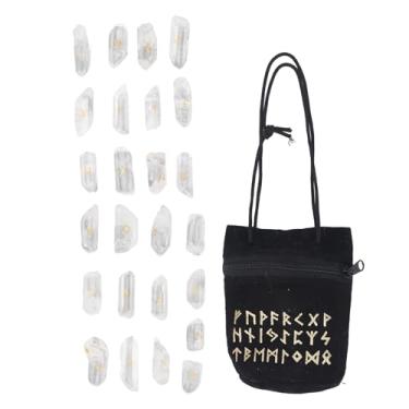 Imagem de Conjunto de Pedras Rúnicas de Cristal, Gravadas Com Letras Rúnicas Viking na Cor Dourada Ore por Riqueza e Sorte Adequado para Decoração de Casa, Jogos de Tabuleiro e Artesanato