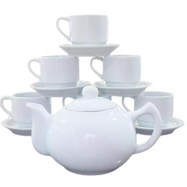 Imagem de Jogo Café e Chá Mesa Posta 13 peças - Bule Chaleira 830ML + kit 6 xíca