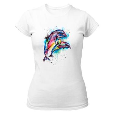 Imagem de Camiseta Baby Look Golfinhos Aquarela - Alearts, P