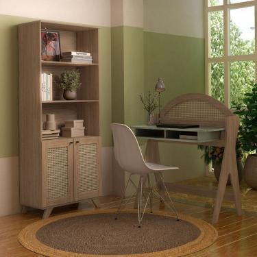 Imagem de Escritório Completo Mali 2 Portas 6 Prateleiras Carvalho/Menta - Pnr Móveis