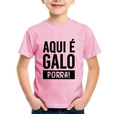 Imagem de Camiseta Infantil Aqui é galo  - Foca na Moda, Rosa bebê, 8