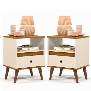 Imagem de Kit 2 Mesas de Cabeceira Quarto Mesinha Apoio Lateral Cama Box Casal E