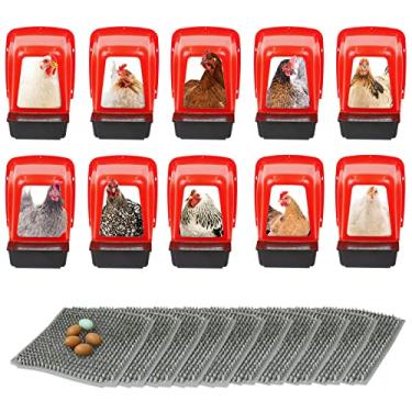 Imagem de HOWUXZO Galinheiro Com Caixas De Nidificação, Pacote Com 10, Vermelho, Fácil De Instalar, À Prova D'Água E Durável