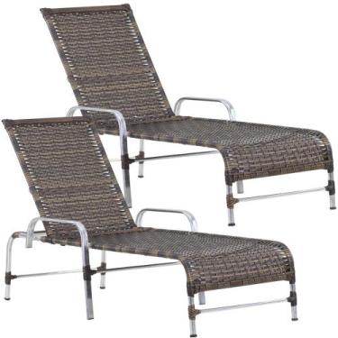 Imagem de Kit 2 Espreguiçadeiras Catar em Alumínio Para Piscina Jardim Trama Ori