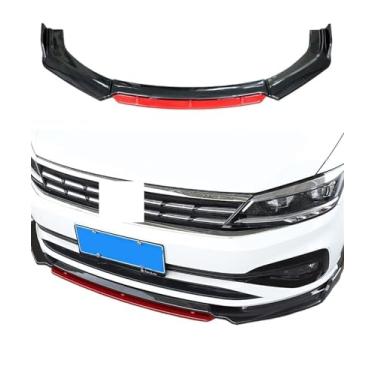 Imagem de 4PCS Front Bumper Lip Compatível com Mitsubishi Lancer 2008-2017 Side Spoiler Splitter Difusor Body Kit Protetores Defletor Acessórios para Carro(Carbon Look Red)