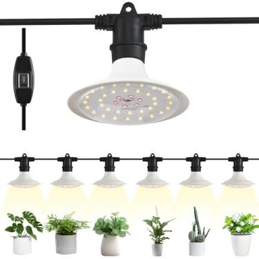 Imagem de AuraQify Luzes De Cultivo Externas Para Plantas, Luzes De Cultivo De Estufa De Espectro Total, Luzes De Cultivo De Corda Daisy-Chain Certificadas Pela Ul, Ip44 À Prova D'Água, Cabo Ajustável De 22 P