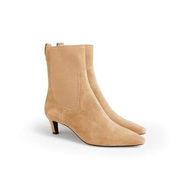 Imagem de Coutgo Botas Femininas De Cano Curto, Salto Gatinho, Bico Fino, Baixo, Sem Cadarço, Outono Inverno, Botinhas Elásticas