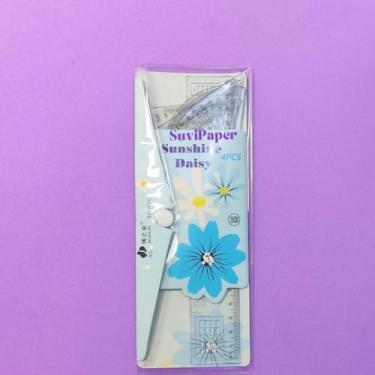 Imagem de Kit de Réguas Daisy Sunshine Régua 15cm Esquadro 45°, Esquadro 90° e Transferidor 180° (Azul)