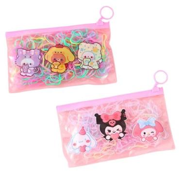 Imagem de 2 kit elastico para cabelo infantil para meninas laço acessorios de ca