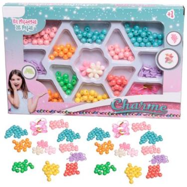 Imagem de Kit Miçangas Coloridas Infantil Pulseira Colar 215 peças - Etitoys, Co