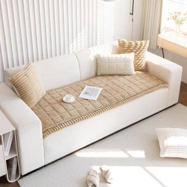 Imagem de Gikool Capa de sofá felpuda para cães, protetor de sofá lavável, para cães grandes, gatos (marrom, 70 x 150 cm)