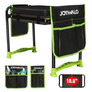 Imagem de joyhalo Banco de jardim de 27,4 cm mais largo, joelheira de jardim dobrável resistente e assento com almofada de ajoelhar extragrossa, banco de jardim para ajoelhar e sentar, presentes de jardinagem