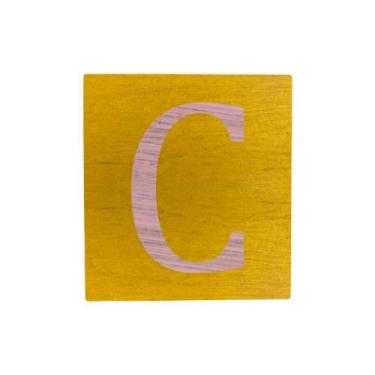 Imagem de Cubo Amarelo Letra Rosa Bebê Festa Chá de Bebê Decoração 8x8x8 Cm Mdf 