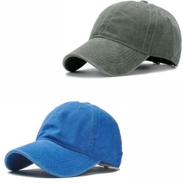 Imagem de Boné Aba Curva Sarja Lavado Liso Old Desbotado Praia Dad Hat 2 Unidade