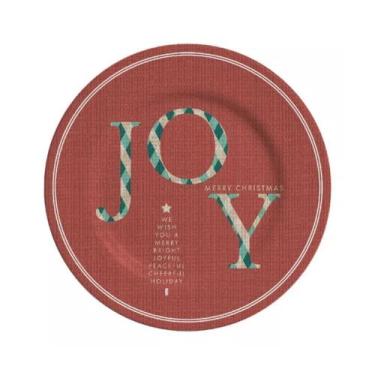 Imagem de Prato Sobremesa Natalino Joy Vermelho Cerâmica Alleanza 20cm