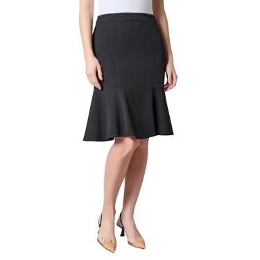 Imagem de Kasper Saia feminina com zíper lateral, Preto, 40