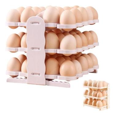 Imagem de Porta Ovos Suporte 60 Ovos Organizador 3 Andares Geladeira Guarda Ovo 