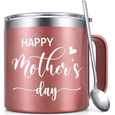 Imagem de Gtmileo Feliz Dia das Mães Presentes para Mamãe, Caneca de Café Isolada Feliz Dia das Mães, Caneca de Café Presentes de Filha Filha, Aniversário para Mamãe Nova Mãe Ser Mãe Mulheres (400 g, Ouro Rosa)