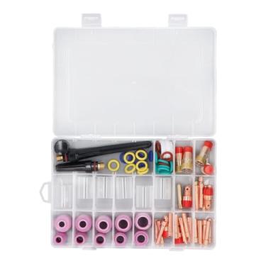 Imagem de Conjunto de 81 Unidades Kit de Tocha de Soldagem TIG Com Lente de Gás Tipo 10 Acessórios de Copo de Vidro para WP-17 18 26, Adequado para Todos Os Kits de Pistola de Soldagem de