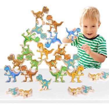 Imagem de Brinquedo Empilhar Dinosaur p/ Meninos 3-5 Anos, Montessori, Presentes Natal e Aniversário