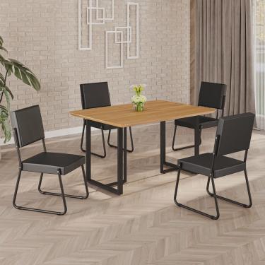 Imagem de Conjunto Sala de Jantar Mesa 120x90cm Base Lunna Tampo Mdf Napoli