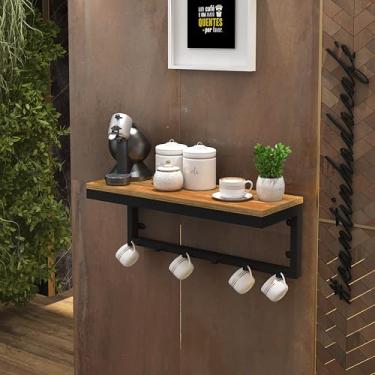 Imagem de Prateleira Cantinho Do Café Estilo Industrial 6 Ganchos para xícaras e uma Estante- Otimo tamanho