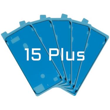 Imagem de Risidamoy 5 peças para iPhone 15 Plus adesivo adesivo à prova d'água pré-cortado kit de adesivos à prova d'água para iPhone 15plus 6,7 polegadas moldura de tela reparo fita de vedação impermeável
