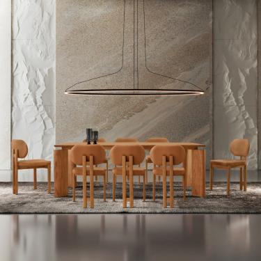 Imagem de Mesa de Jantar Nala 220cm Madeira Tampo Laminado com 8 cadeiras Nala - Star Caramelo / Imbuia Nat.