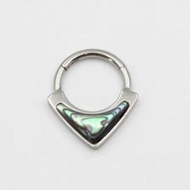 Imagem de Piercing Argola Click Triangulo Abalone Titânio Antialérgico - Clube R