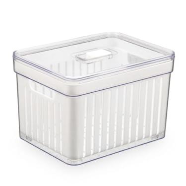 Imagem de Organizador de Geladeira com Escorredor Interno,3L - Caixa Plástica para Legumes, Saladas, Acrilico