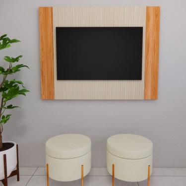 Imagem de Painel Suspenso para Tv até 42 Polegadas Ripado Bege/Marrom