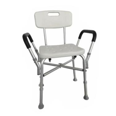 Imagem de Banqueta De Banho Ajustável Com Encosto E Apoio De Braço Até 145Kg - S
