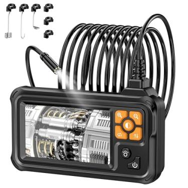 Imagem de Boroscópio digital HD industrial 1080p, câmera de inspeção endoscópica IPS Lightswim de 4,3 polegadas com esgoto de cobra à prova d'água IP67 portátil com 8 luzes LED cabo semirrígido de 5 m