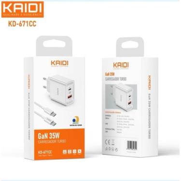 Imagem de Kit Carregador Para Celular Cabo Tipo - C 1m + Fonte Tipo-c + Usb 35w 