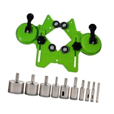 Imagem de IEUDNS Localizador de orifícios de perfuração Titular de centralização de orifício fácil de usar o pós -bit do núcleo do cortador de orifícios para vidro de, Verde, Ventosa Dupla