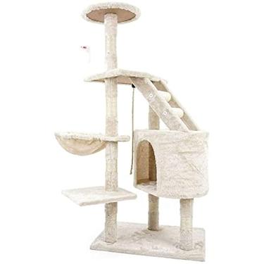 Imagem de BAoce Poste arranhador de árvore de gato, torre de gato, sisal, arranhador, móveis de gatinho, condomínio, casa de brinquedo com brinquedos pendurados, gatos LPZ24815