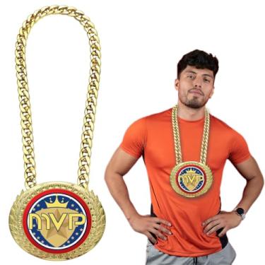 Imagem de Donrime Colar de medalha de campeão MVP de 15 cm - Troféu de prêmio esportivo dourado para competições de beisebol, basquete, futebol, futebol e vôlei - perfeito para prêmios MVP, presentes de equipe