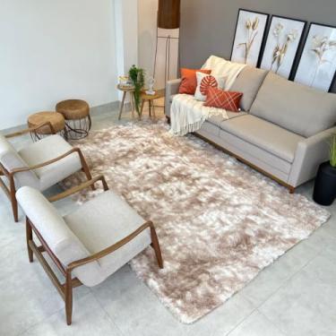 Imagem de Tapete Peludo Sala Quarto 2,00x1,40 Felpudo Novo Decorativo Macio Conforto (BEGE MESCLADO)