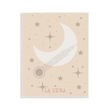 Imagem de Stupell Industries Arte de placa de parede de lua mínima com estrelas, design de Daniela Santiago, 28 x 35 cm