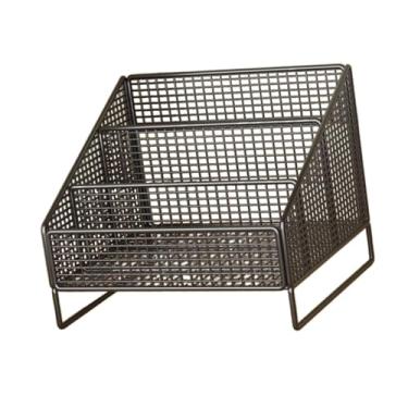 Imagem de Kuntesetty Recordes de exibição de registros, suporte de metal 3 rack de armazenamento de compartimento para imagens, Preto, 26cmx22cmx24cm