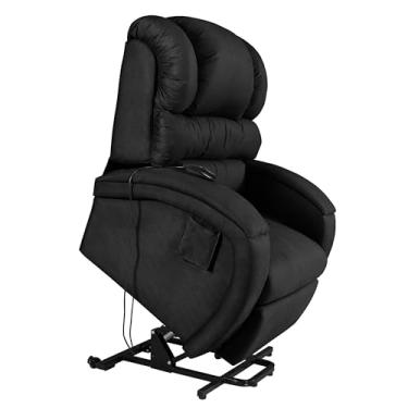 Imagem de Poltrona Reclinável Lift Motorizada Suede Preto Imperial Pós-Cirúrgico e Idosos