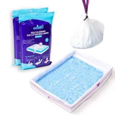 Imagem de AOELLIT 24 sacos de lixo compatíveis com refis de caixa de areia autolimpantes ScoopFree, sacos de areia com cordão para bandeja reutilizável, pré-separados (96 cm C x 36 cm L x 19 cm A)