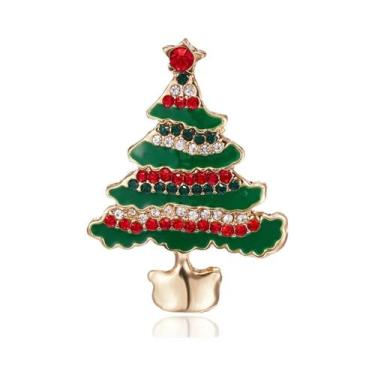 Imagem de Broche de Pino Esmaltado de Natal Feminino - Boneco de Neve, Sinos e Á