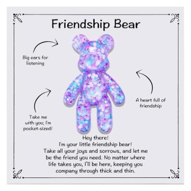 Imagem de Kvekstio Presente de símbolo de abraço de urso da amizade, pensando em você, presentes de urso de resina de bolso para melhores amigos para melhor amigo, animar, presente de abraço de urso de bolso