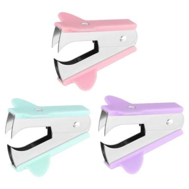 Imagem de Removedor de grampos de 3 peças, extrator de grampeador profissional, ferramentas de remoção de grampos para escola, escritório, casa, removedor de grampos de garra (rosa, azul, roxo)