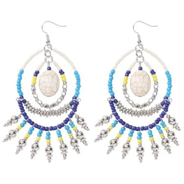 Imagem de BOCAR Brincos de argola multicoloridos feitos à mão com pingente de sementes para mulheres, brincos de borla, bijuterias, presentes (BER-1228), standard, Acrílico, Sem pedra preciosa