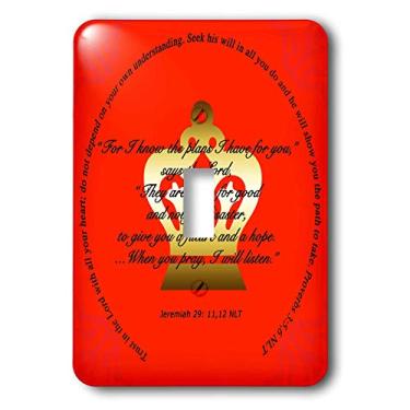 Imagem de 3dRose lsp_28719_1 Coroa de ouro em fundo carmim com versículos da Bíblia de provérbios Jeremias Interruptor único