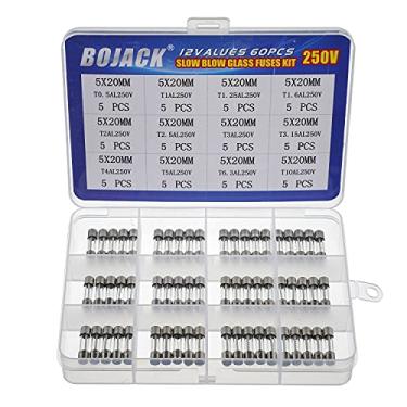 Imagem de BOJACK 12 Valores 60 Pcs Kit De Fusíveis De Vidro De Sopro Lento 5X20Mm 250V T0,5A 1A 1,25A 1,6A 2A 2,5A 3A 3,15A 4A 5A 6,3A 10A Embalado Em Uma Caixa De Plástico Transparente