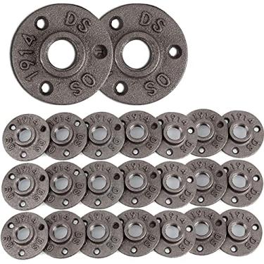 Imagem de Pacote com 40 flanges de piso de 1/5.1 cm, flange de encanamento decorativo rosqueado, acessórios de tubulação de ferro maleável para projeto faça você mesmo/móveis vintage/decoração de prateleiras
